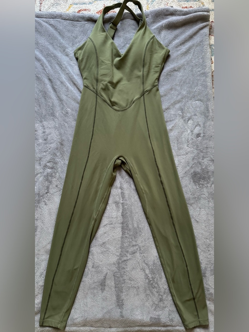 Vitality Olive Green Corset Cross Back Workout Jumpsuit Bodysuit Size Medium